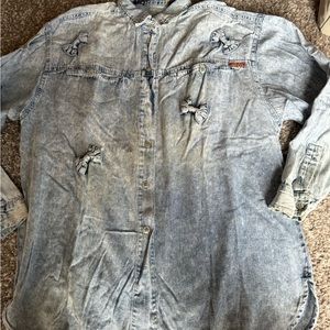 Vintage Jordache Acid washed denim shirt with bow details